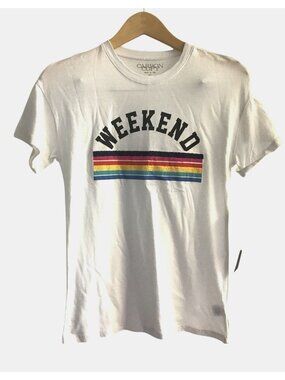 CARBON COPY- WOMENS GRAPHIC RAINBOW SHORT SLEEVE T-SHIRT SIZE X-SMALL